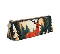 SKKNT Trousse de maquillage avec fermeture éclair Motif cerf Merry Christmas Grande capacité Motif triangle Pour outils d'écriture