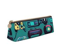 SKKNT Trousse de maquillage avec motif de manette de jeu - Grande capacité - Design triangulaire - Fermeture éclair - Pour outils d'écriture