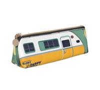 SKKNT Trousse de maquillage Happy Bus Camper - Grande capacité - Design triangulaire - Fermeture éclair - Pour outils d'écriture