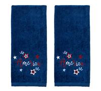 SKL HOME America Script Ensemble de Serviettes de Toilette Bleu Marine