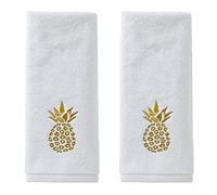 SKL Home by Saturday Knight Ltd. Lot de 2 essuie-Mains Ananas dorés, Blanc, Taille S