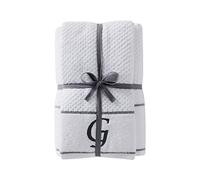 SKL Home by Saturday Knight Ltd. Monogram G Ensemble de Serviettes de Bain et essuie-Mains, Blanc, Lot de 4