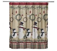 SKL HOME by Saturday Knight Ltd. Rideau de Douche Motif Bonhomme de Neige Rustique, Multicolore