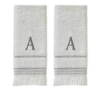 SKL Home Casual Monogram Ensemble de Serviettes essuie-Mains « A », Coton, Blanc, 16x26