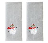 SKL Home Ensemble de Serviettes de Bain pour Salle de Bain, Cuisine, Bar et Cadeau, en Coton, Bonhomme de Neige avec Boules de Neige, S