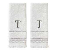 SKL Home Ensemble de Serviettes de Toilette, T, Coton, Blanc, 40,6 x 66 cm