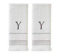 SKL Home Ensemble de Serviettes de Toilette, Y, Coton, Blanc, 40,6 x 66 cm