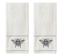 SKL Home Farmhouse Bee Ensemble de Serviettes essuie-Mains, Blanc, 40,6 x 63,5 cm
