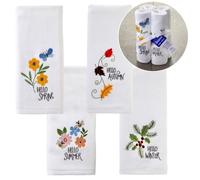 SKL Home Hello Seasons Lot de 4 essuie-Mains 3D