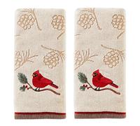 SKL Home Lot de 2 essuie-Mains Cardinal et Branche de Noël/Hiver pour Salle de Bain/Cuisine/Bar et Cadeau, blé