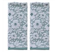 SKL Home Lot de 2 essuie-Mains Jacquard à Motif Floral, Vert Mousse