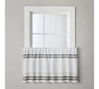 SKL Home Lot de 2 Paires de Rideaux à Rayures Ardoise, 142,2 x 61 cm, Blanc