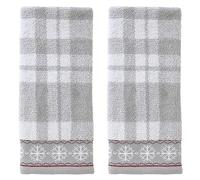 SKL Home Lot de 2 Serviettes de Toilette à Carreaux pour Le Bain/Cuisine/Bar et Cadeau, 40,6 x 63,5 cm