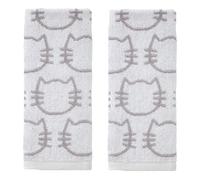 SKL Home Lot de 2 Serviettes de Toilette pour Salle de Bain, Cuisine, Bar et Cadeau, Blanc/Gris