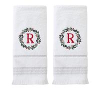 SKL Home Wreath Monogram Lot de 2 essuie-Mains à Monogramme, R