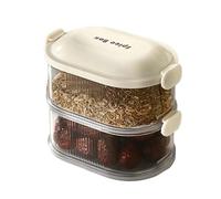 SKLIQMMV Boîte de Rangement for épices et légumes, 1/2/3/4 Couches, for réfrigérateur, bac à, boîte Lunch Camping, Grille qualité Alimentaire, for la Cuisine Domicile(White 2 Layer)