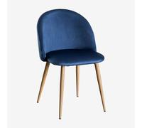 SKLUM Chaise de Salle à Manger en Velours Kana Bois Naturel Bleu