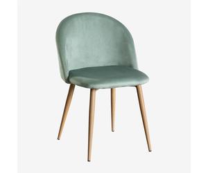 SKLUM Chaise de Salle à Manger en Velours Kana Bois Naturel Vert Sapin