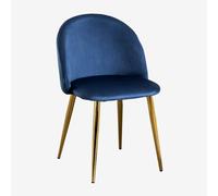 lot 4 Chaises en Velours Kana Doré Bleu 78 cm