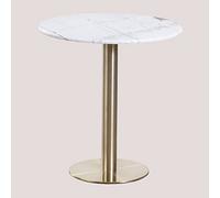 SKLUM Table de Bar Ronde en Marbre Chack Métallisé Champagne Ø70 cm