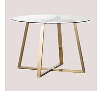 SKLUM Table Ronde en Verre et Acier (110 cm) Salyms -