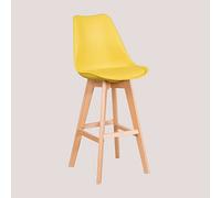 SKLUM Tabouret Haut avec Coussin en Similicuir Nordic Jaune Curry ↑76 cm