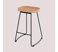 SKLUM Tabouret Haut en Acier et Bois d'Orme Neicol Noir ↑65 cm