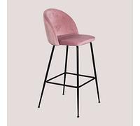 SKLUM Tabouret Haut en Velours Kana Design Noir ↑75 cm Peonia