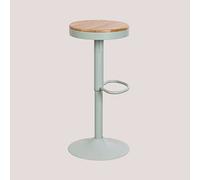SKLUM Tabouret Haut Réglable en Acier et Bois d'Orme Bardder Mousse de céladon