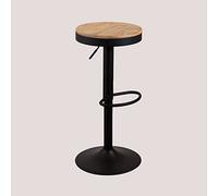 Tabouret Haut Réglable En Acier Et Bois D'orme Bardder Noir Noir