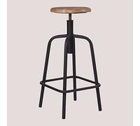 SKLUM Tabouret Haut réglable en Acier et Bois Ery Noir