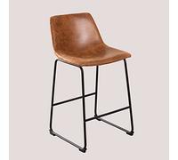 Tabouret Haut Rembourré En Similicuir Ody Style ?65 Cm Camel Vintage Marron