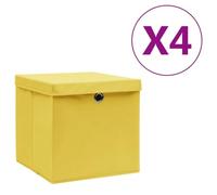 SKM Boîtes de Rangement avec couvercles 4 pcs 28x28x28 cm Jaune,Maison & Jardin,Produits ménagers,Rangement & Organisation,Chariots de Rangement,Jaune,2.2KG,325224