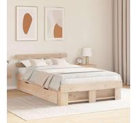 SKM Cadre de lit avec tiroir Marron 135 x 190 cm Bois Massif en pin,Meubles,Lits & Accessoires,Lits & Cadres de lit,Beige,34.8KG,3382283