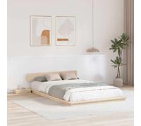 SKM Cadre de lit Marron 135 x 190 cm Bois,Meubles,Lits & Accessoires,Lits & Cadres de lit,Beige,22.7KG,872407