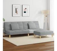 SKM Canapé-lit à 2 Places avec Repose-Pied Gris Clair Tissu,Meubles,Canapés,Gris,31.45KG,3258103