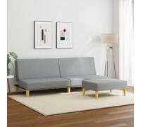 SKM Canapé-lit à 2 Places avec Repose-Pied Gris Clair Tissu,Meubles,Canapés,Gris,31.8KG,3216224