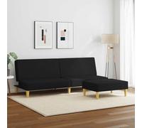 SKM Canapé-lit à 2 Places avec Repose-Pied Noir Tissu,Meubles,Canapés,Noir,31.8KG,3216226