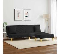 SKM Canapé-lit à 2 Places et oreillers et Repose-Pied Noir Tissu,Meubles,Canapés,Noir,31.65KG,3216257