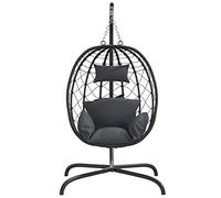 SKM Chaise Suspendue en Forme d'œuf avec Coussin Anthracite,Maison & Jardin,Pelouses & Jardins,Vie en extérieur,Balancelles de Jardin,Anthracite,21.2KG,360045