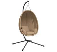 SKM Chaise Suspendue en Forme d'œuf et Support Taupe rotin et Acier,Maison & Jardin,Pelouses & Jardins,Vie en extérieur,Balancelles de Jardin,Taupe,24.2KG,4007410