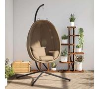 SKM Chaise Suspendue en Forme d'œuf et Support Taupe Tissu et Acier,Maison & Jardin,Pelouses & Jardins,Vie en extérieur,Balancelles de Jardin,Taupe,20.6KG,4007400
