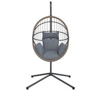 SKM Chaise Suspendue Forme d'œuf et Support Gris Clair rotin Acier,Maison & Jardin,Pelouses & Jardins,Vie en extérieur,Balancelles de Jardin,Gris,21.8KG,4007406