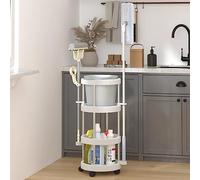 SKM Chariot de ménage avec Panier de Rangement Aluminium,Maison & Jardin,Produits ménagers,Rangement & Organisation,Boîtes de Rangement,Blanc,1.9KG,344379