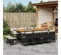 SKM Ensemble à Manger de Jardin 13 pcs Coussins Noir résine tressée,Meubles,Mobilier de Jardin,Salons de Jardin,Noir,108.32KG,3210987