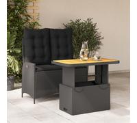 SKM Ensemble à Manger de Jardin Coussins 2pcs Noir résine tressée,Meubles,Mobilier de Jardin,Salons de Jardin,Noir,28.4KG,3277454