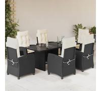 SKM Ensemble à Manger de Jardin Coussins 7pcs Noir Résine tressée,Meubles,Mobilier de Jardin,Salons de Jardin,Noir,92.8KG,3212680