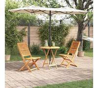 SKM Ensemble Bistro Pliant 3 pcs Marron Bois d'acacia Massif,Meubles,Mobilier de Jardin,Salons de Jardin,Marron,21.4KG,3375694