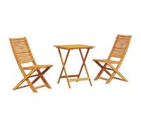 SKM Ensemble Bistro Pliant 3 pcs Marron Bois d'acacia Massif,Meubles,Mobilier de Jardin,Salons de Jardin,Marron,21.7KG,3375690