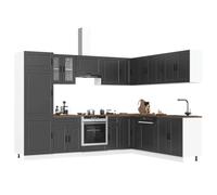 SKM Ensemble d'armoires de Cuisine 14 pcs Porto Bois d'ingénierie,Meubles,Armoires & Meubles de Rangement,Meubles de Cuisine,Noir,283.73KG,3314992